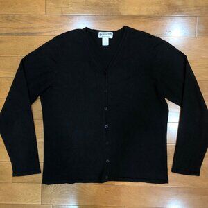Pendleton Silk Blend V-Neck Button Front Black Cardigan Sweater Size L